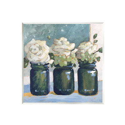 Stupell Industries White Roses Country Jars Painting Wall Plaque Art By Sue Riger-au-708 -  au-708_wd_12x12