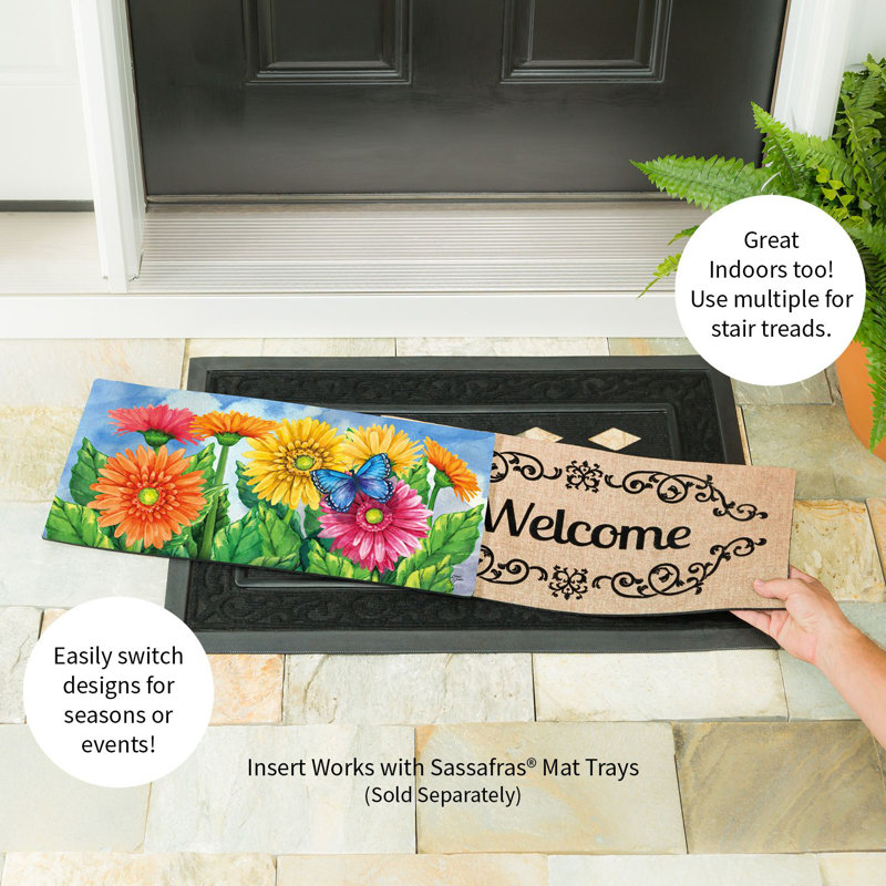 Gerbera Daisies Sassafras Switch 22 in. x 10 in. Non-Slip Outdoor Door Mat