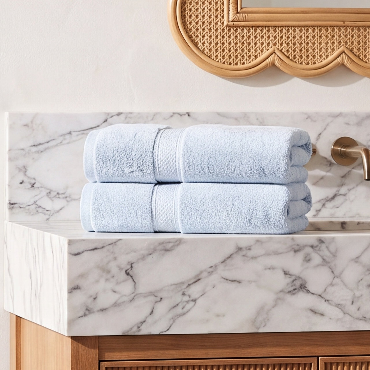 Rane Cotton Bath Sheet, Pale Blue