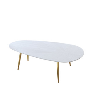 Lorris Modern Wood Coffee Table 4 Golden Metal Legs Support with Unique Simple Oval Center Table for Living Room Home Office