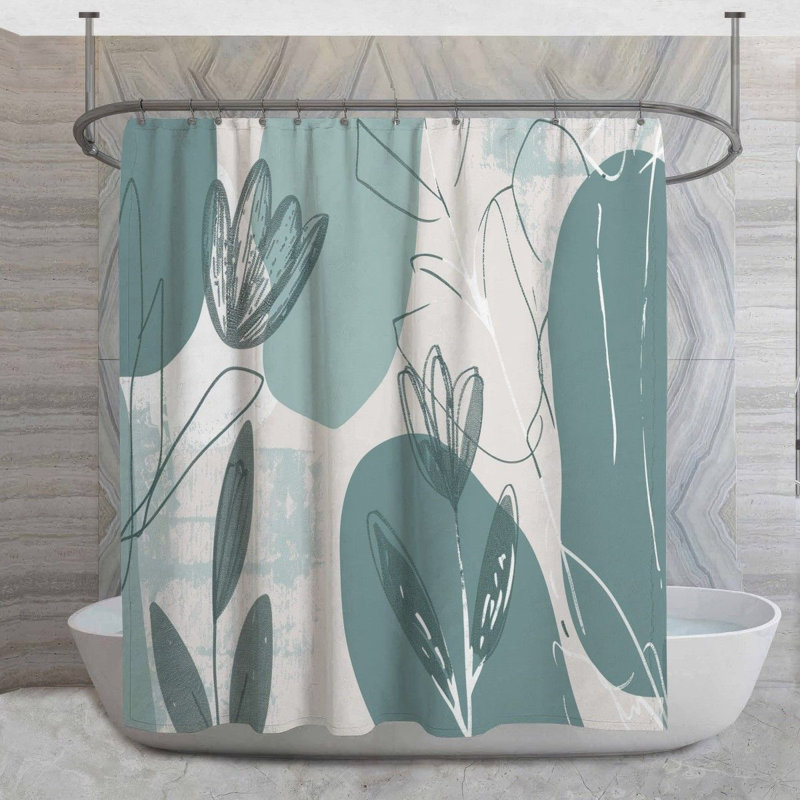 Rideau de douche à feuilles - Décoration de salle de bain de jardin, H 73 po x l 70 po