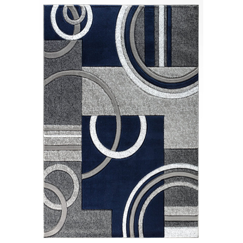 GLORYRUGS Modern Soft Hand-Carved Area Rug with Fluffy Texture for Indoor (5x7, Navy), Rectangle 3'11.2" x 5'10.8"