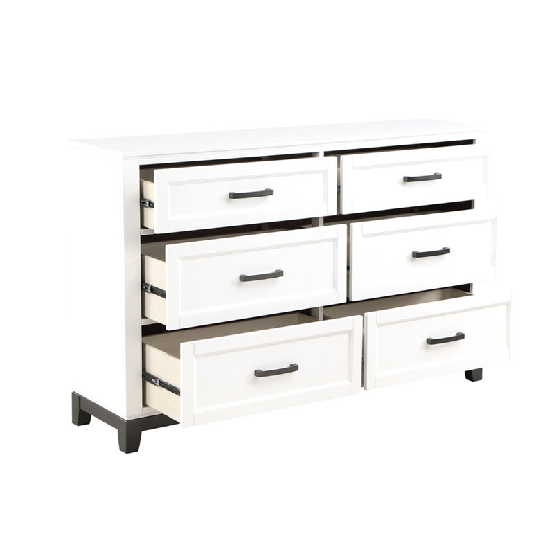 Commode avec 6 tiroirs de rangement, Blanc