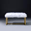 White Faux Fur & Gold Finish Bench