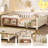 Full bed with built-in bookshelf and high-quality safety guardrail,Beige-701980669-701980646