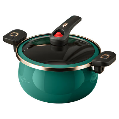 Nonstick Ceramic Coated Sauce Pan with Lid Green Crock Pot with Twist & Lock Handles, Micro Pressure Cooker Versatile Cookware for Stovetops, PFOA-Free Toxin-Free, Easy to Clean (GREEN, 7.5Quart)