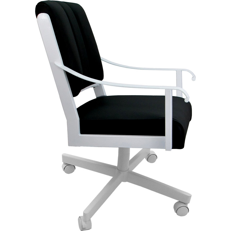 Chaise pivotante en cuir et métal, Noir, noir, noir, noir, Blanc