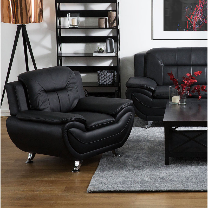 Tess Faux Leather Club Chair, Black