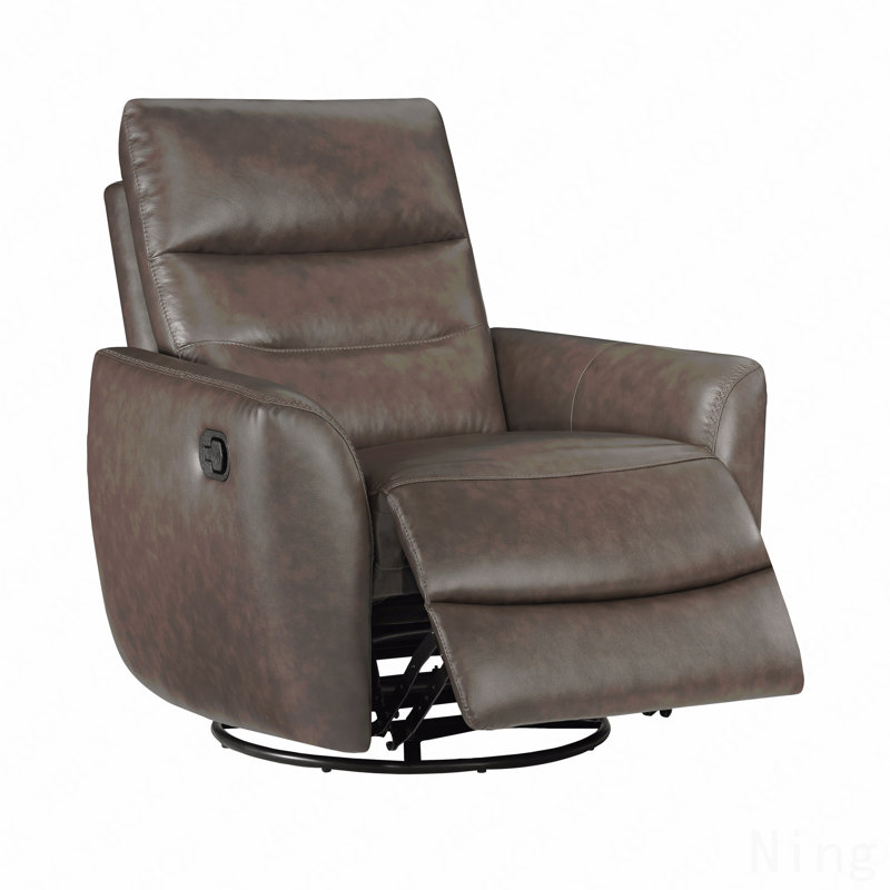 Fauteuil inclinable et pivotant en cuir brun foncé - Confort moelleux, mobilier de salon, Marron foncé