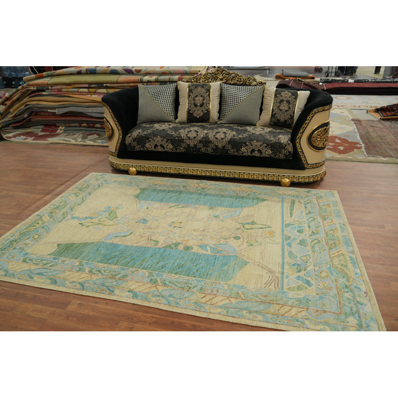 Tapis turc transitionnel en laine Oushak 6 x 9