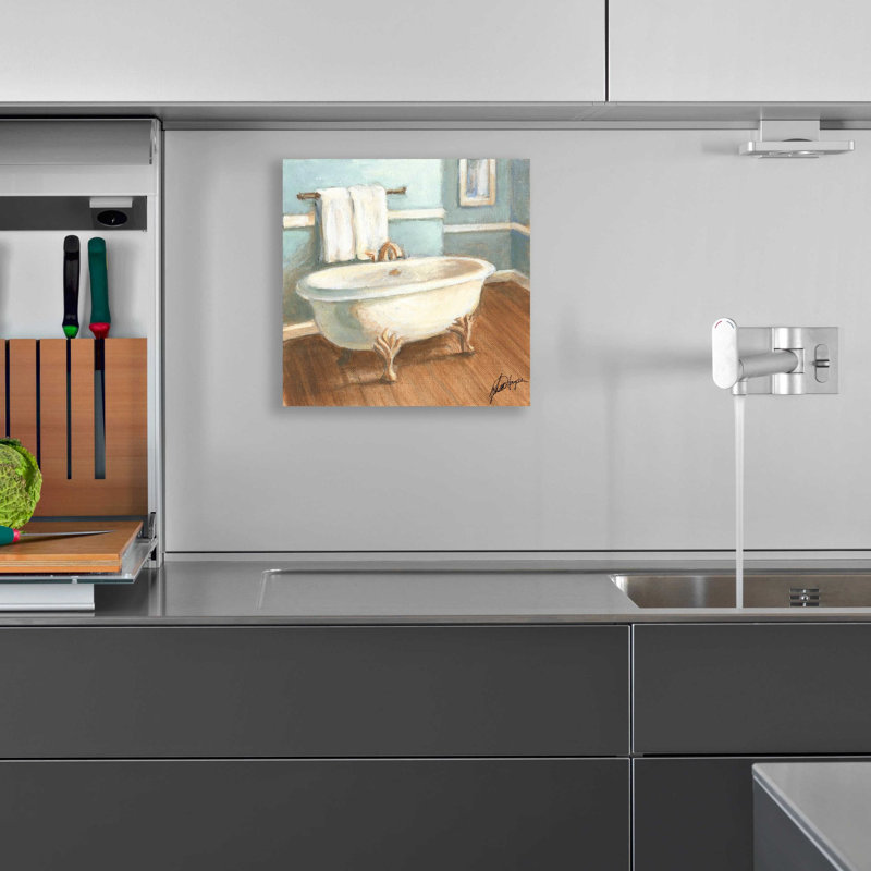 «Porcelain Bath IV» par Ethan Harper, art mural en verre acrylique, H 12 po x l 12 po x P 0,12 po
