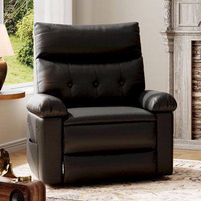 PU Leather Manual Recliner Chair for Adults, Overstuffed Lazy Recliner with Padded Back and Armrests for Living Room or Bedroom