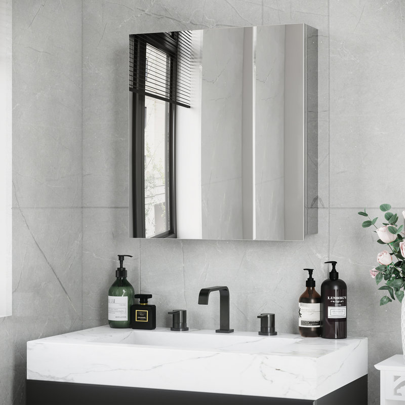 Miroir de salle de bain avec tablettes de rangement, armoire murale de salle de bain
