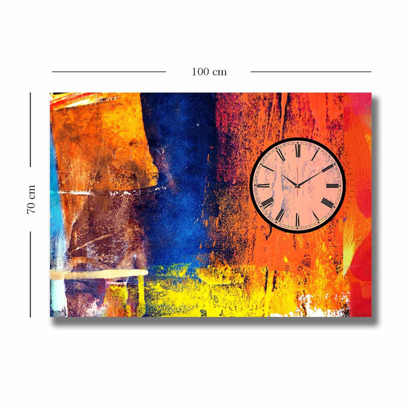 Horloge murale élégante en toile 27,6 po x 39,4 po | Toile 100% suède avec cadre 100% bois (épaisseur: 1,1 pouce) | Parfait pour la décoration intérieure, garde-temps élégant pour le salon et le bureau, design unique
