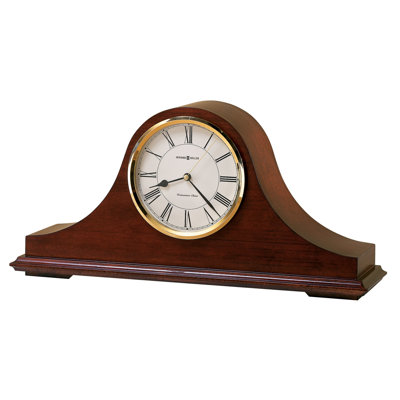 Traditional Roman Numeral Quartz Movement / Crystal Tabletop Clock in Windsor Cherry/Polished Brass