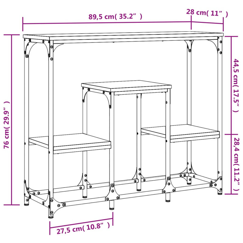 89.5cm Console Table, Grey Sonoma