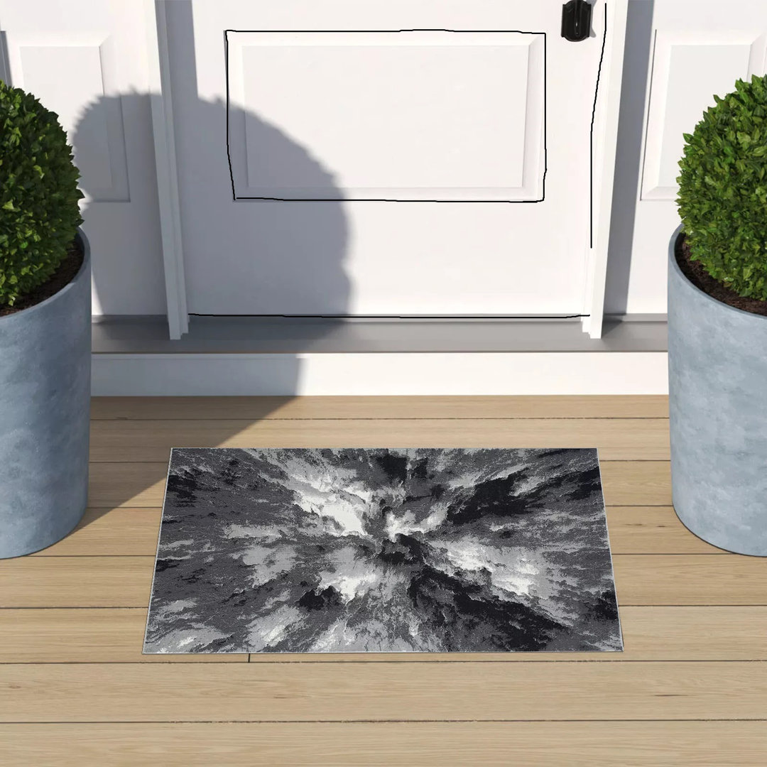 Machine Woven Flatweave Grey Area Rug