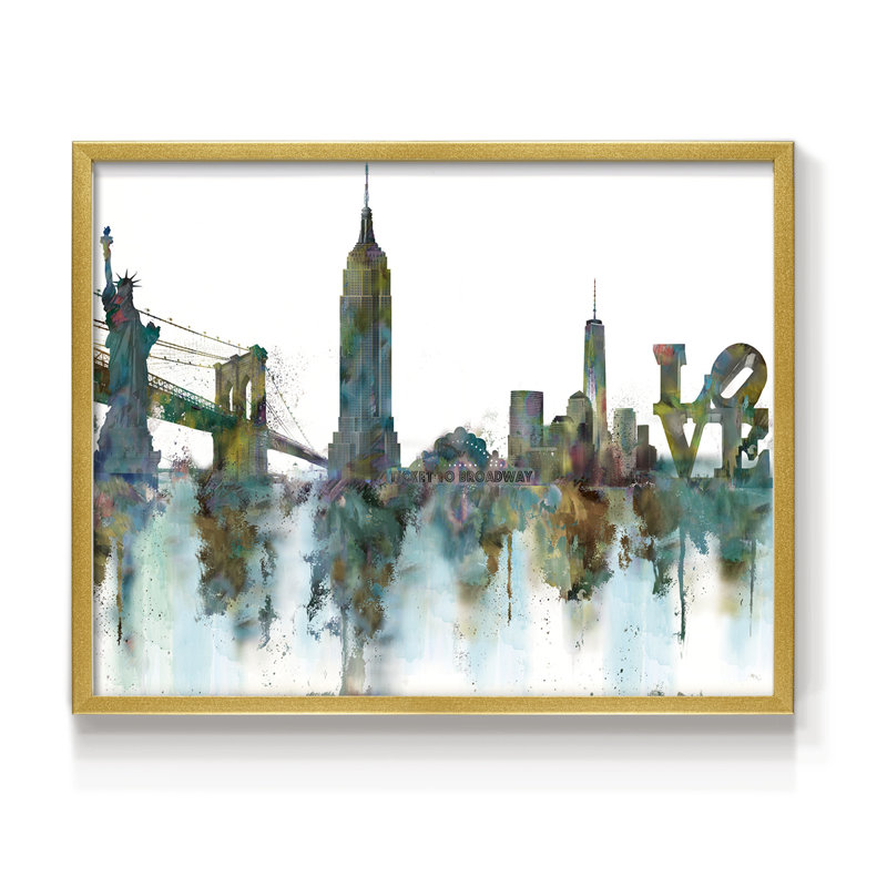 NY Skyline -Framed Print - Restickable, 8" H x 10" W
