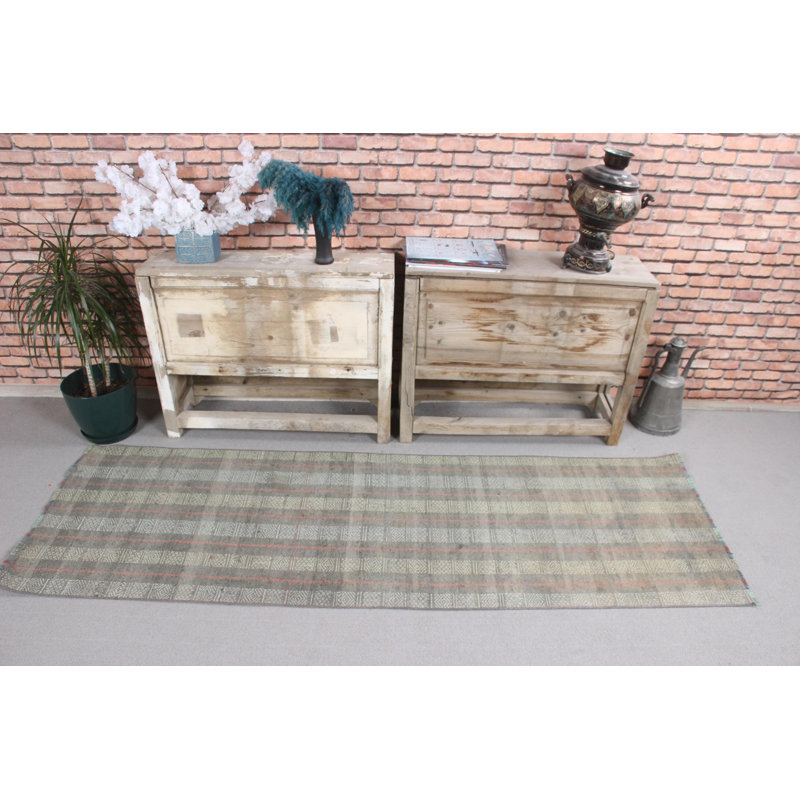 Chemin de table turc rétro avec rayures vertes pour un couloir de style rustique et bohème