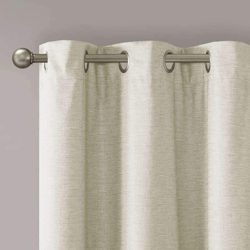 Madison Park Sashay Ivory Faux Silk Room Darkening 42x95" Curtain Panel Pair, Ivory, 42"W x 95"L