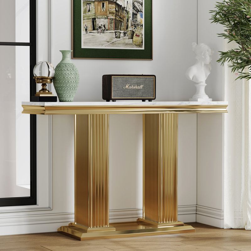 Console Doner, Blanc, Doré