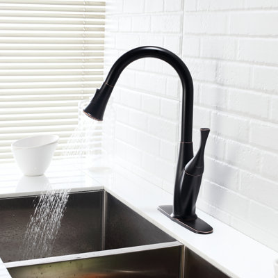 Robinet de cuisine, bronze huilé avec extracteur, complémentaire au décor, corrosion, poignée simple pour le débit et la température, bec pivotant à 360 degrés, double jet, robinet à installation rapide en bronze, propre