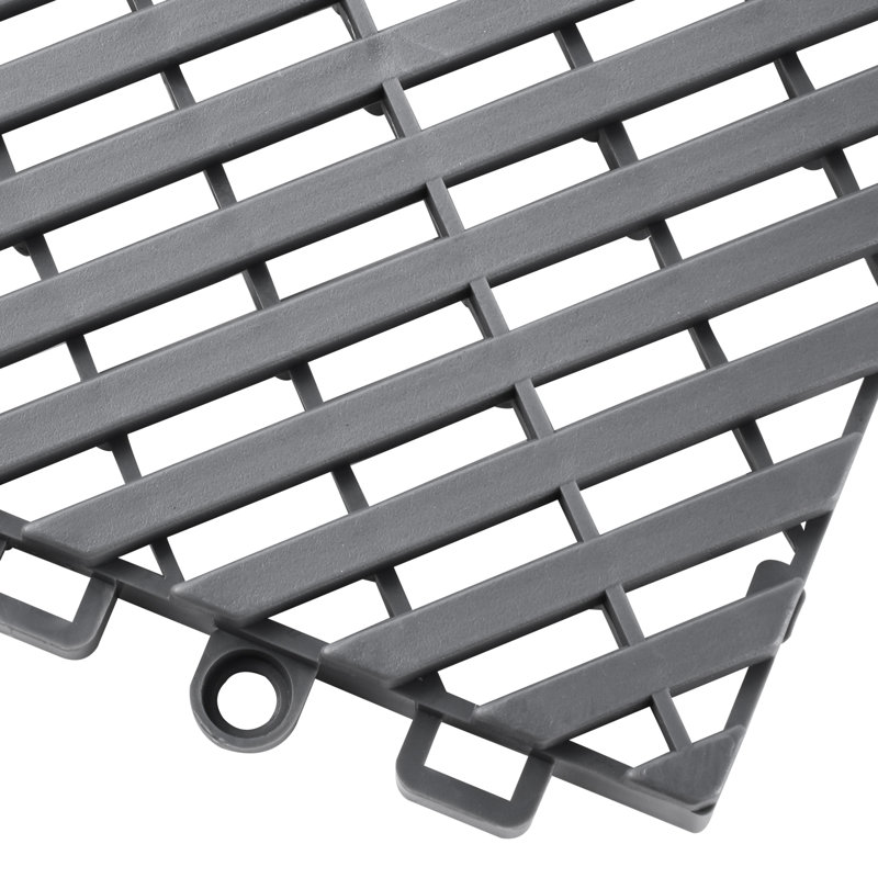 Interlocking Drainage Mat, Modular Interlocking Cushion Durable PP, 12" L x 12" W, Gray