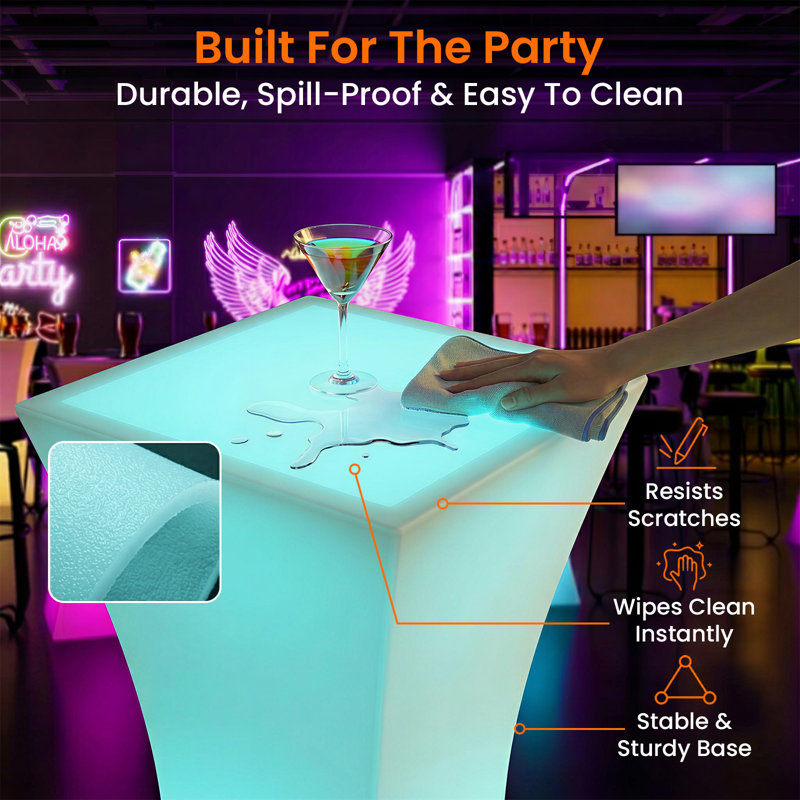 Table de bar à DEL hexagonale avec 16 couleurs RVB, étanche IP65