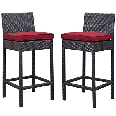 Deux tabourets de bar d'extérieur avec coussins espresso Modway Lift