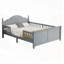 Lit plateforme double en bois avec tête de lit, pied de lit et garde-corps de sécurité pour enfants-306056224-306056227