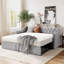 Lit de jour simple avec couchette escamotable en tissu d'ameublement gris charmant - Convient à différents endroits, sans fondation-130429151