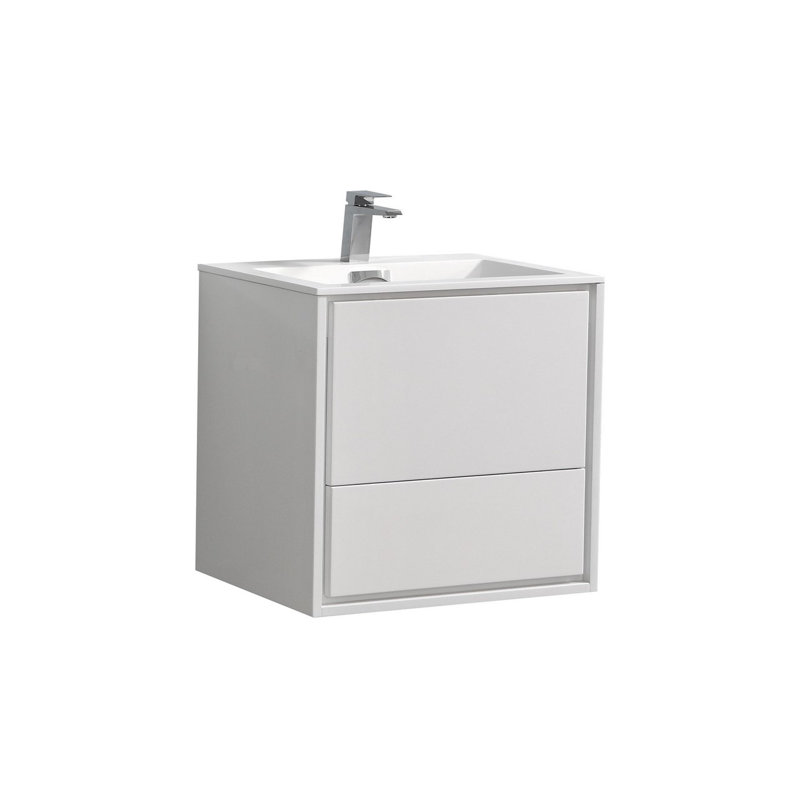 Trieu 23.86'' Single Bathroom Vanity with Acrylic Top, Gloss White