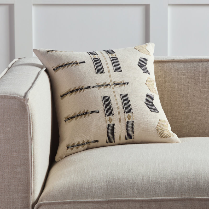 Erickson Metson Tribal Square Cotton Pillow Cover & Insert, Pillow Cover Only - No Insert, Angora/Tap Shoe/Antelope