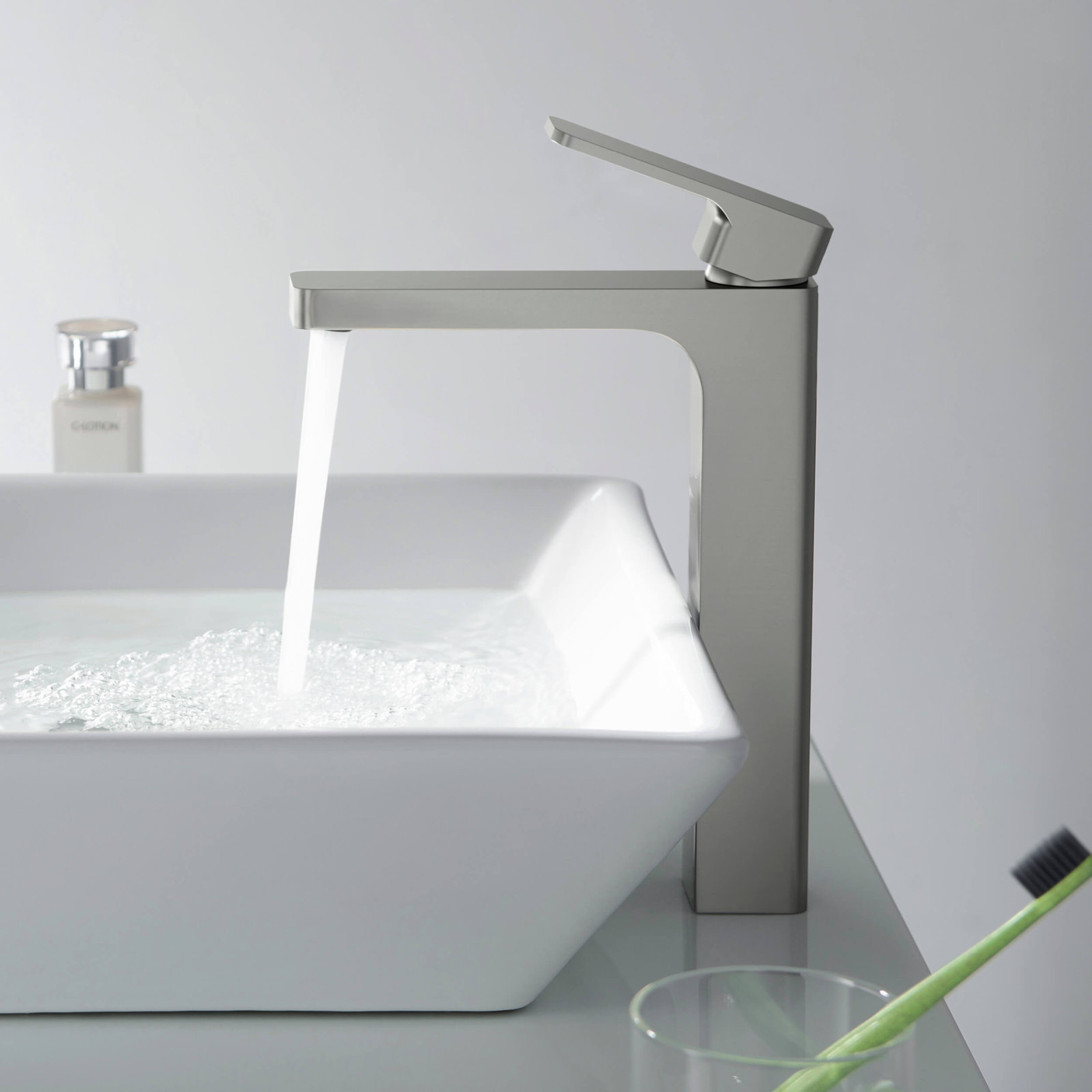 Blaze Vessel Bathroom Faucet with Drain, Brushed Nickel