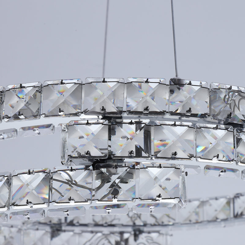 Lustre géométrique à DEL en cristal à 3 lumières à intensité variable