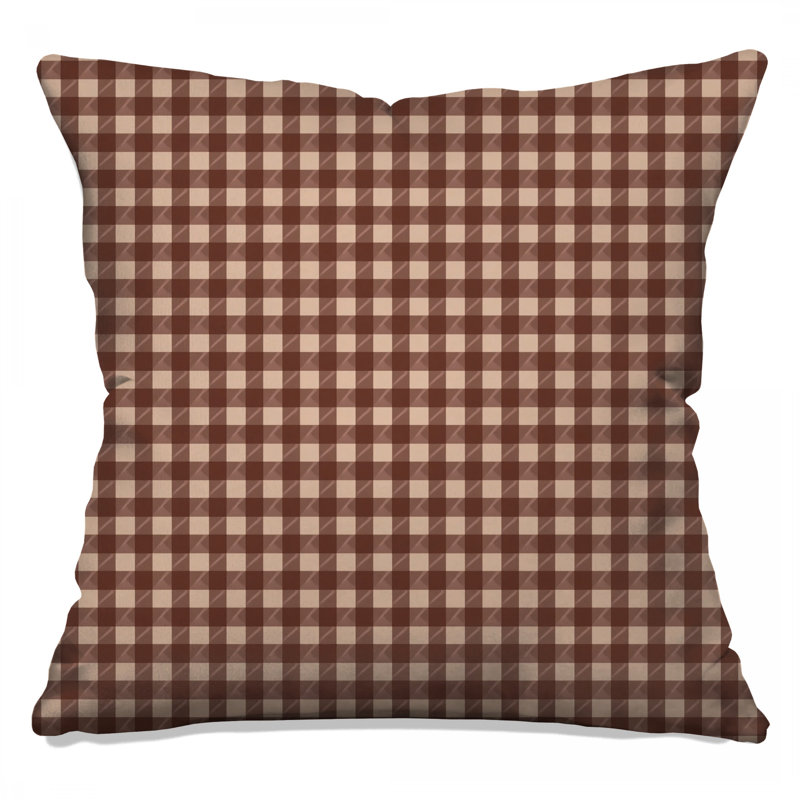 Brown Beige Checkered Double Sided Throw Pillows, 18 x 18 inches