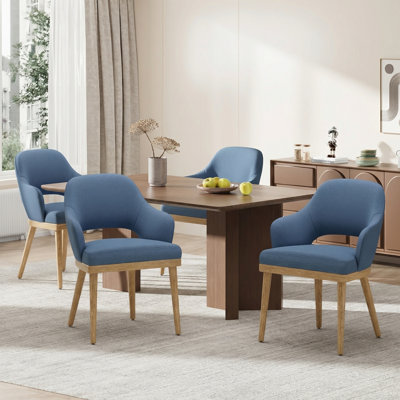 Chaise de salle à manger rembourrée moderne avec pieds en bois