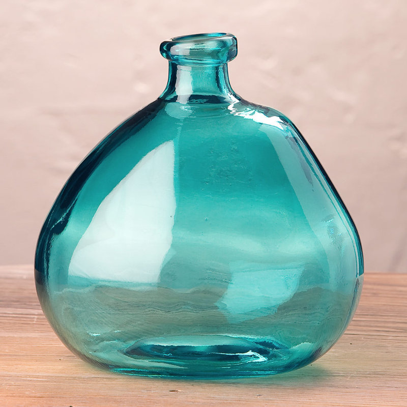 Vase en verre Byxbee, H 9 po x l 9 po x P 9 po, Aigue-marine