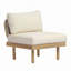 Chaise d'extérieur sans accoudoirs en bois d'acacia avec dossier en corde et coussin résistant aux intempéries