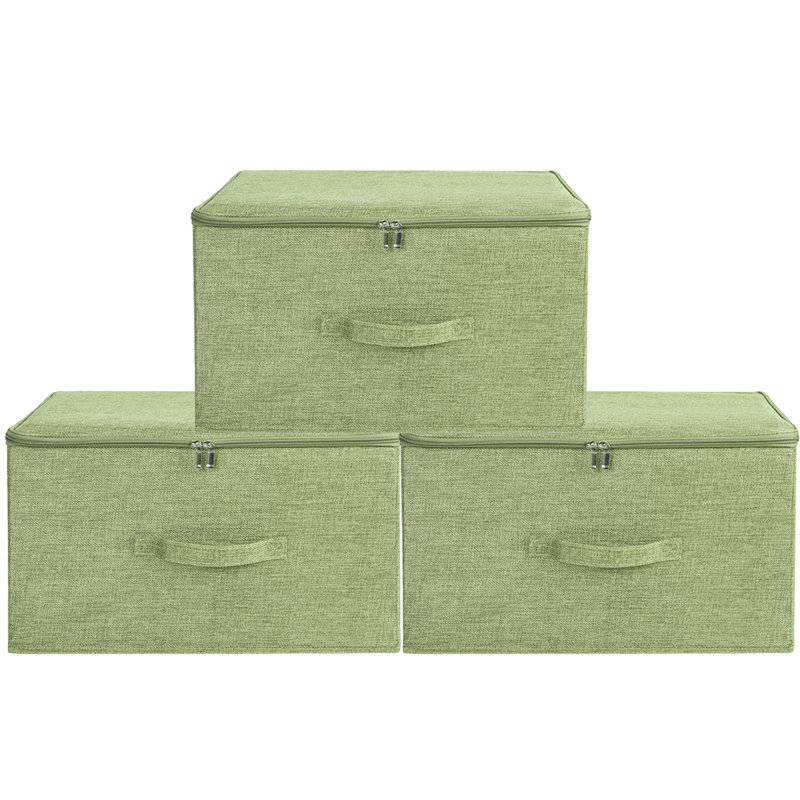 Grande boîte de rangement en tissu, Vert, H 6 po x l 15 po x P 10 po