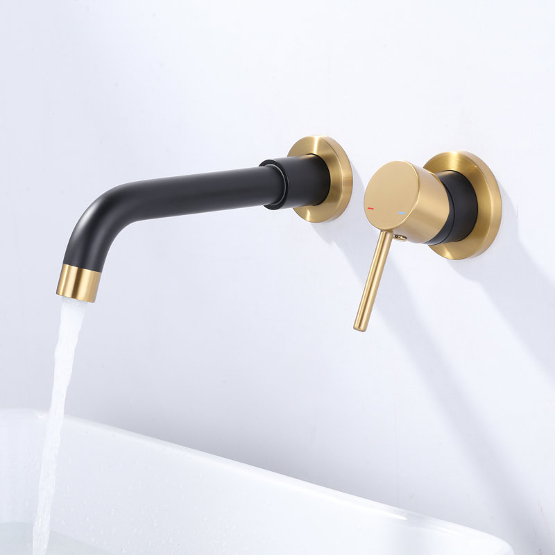 Wall Mounted Optional Single-handle Bathroom Faucet, Matte Black/Gold