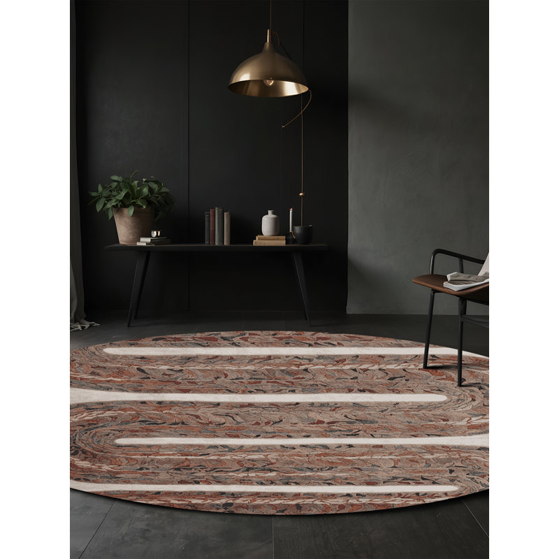 Machine Washable Gray Area Rug, Round 8'