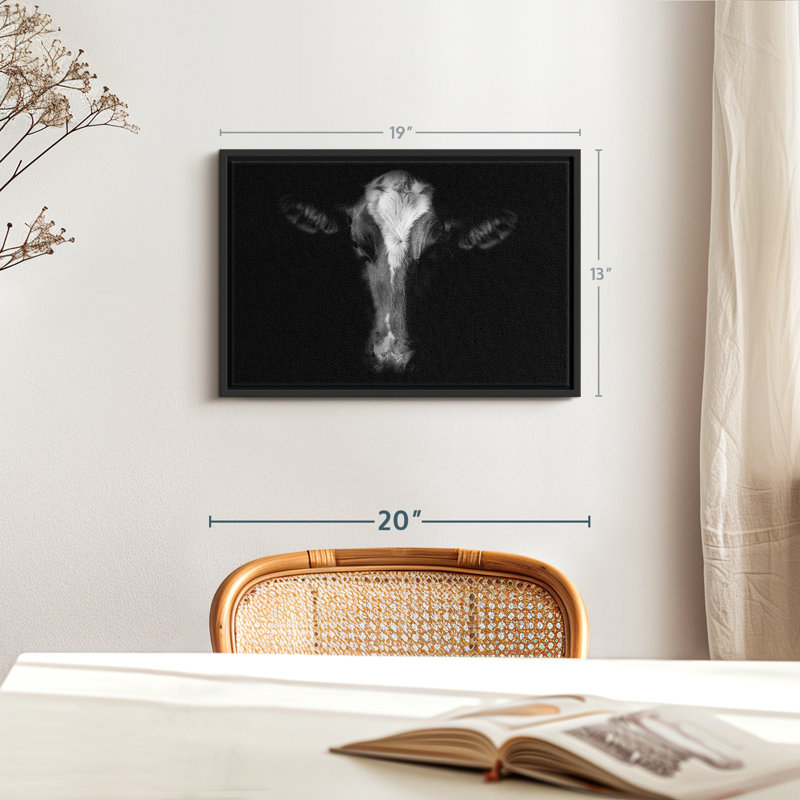 Animal «Visage de vache monochrome», H 19 po x l 13 po