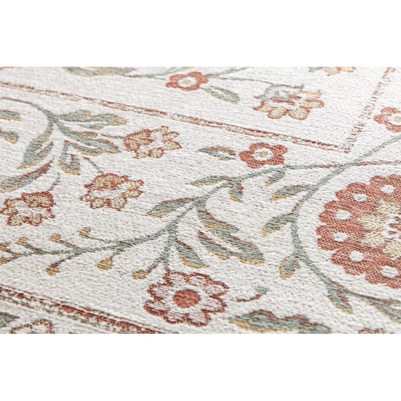 Floral Recycled P.E.T Area Rug, Rectangle 200 x 290 cm, Cream