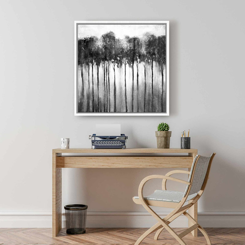 Forêt abstraite, noir et blanc | Décor de toile monochrome