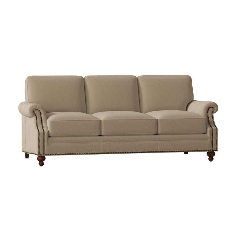 West Sofa, Natural, Mahogany, Aline Fumo Genuine Leather
