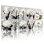 "White Floral Botanical Canvas", ensemble de 3 impressions murales sur toile en relief-1290289463