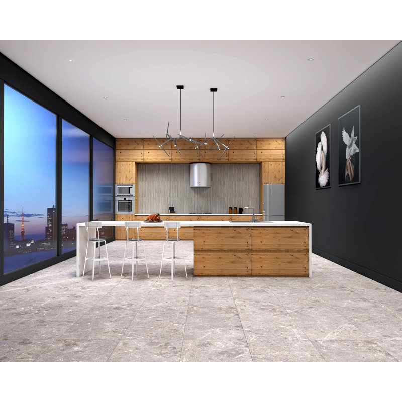 Terrazzo 24" x 47" Porcelain Wall & Floor Tile, Light Gray