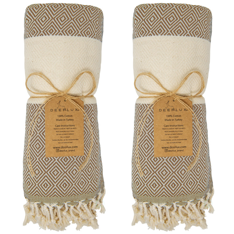 2-Pack 100% Cotton Bath Towels, Beige