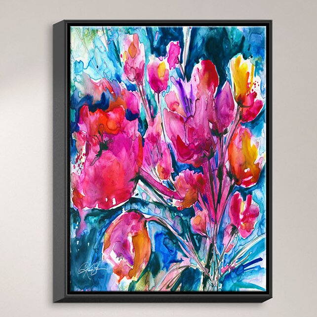 Colorful Blooms On Canvas by Kathy Stanion Print